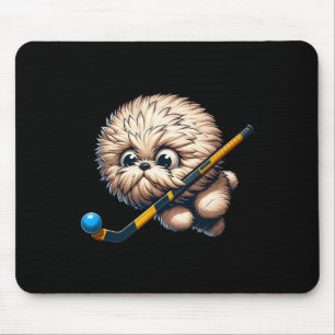 Cute Hockey Puppy Dog With Stick And Byll Kawaii S Mouse Pad