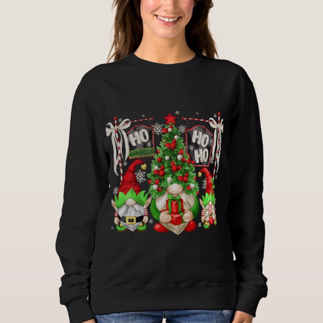 Cute Hohoho Santa Little Helper With Christmas Tre Sweatshirt (Front)