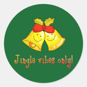 Cute Holiday Bells – Jingle Vibes Only Classic Round Sticker