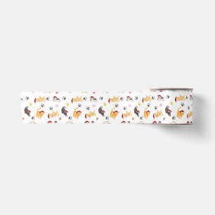 Cute Holiday Cat Pattern Satin Ribbon
