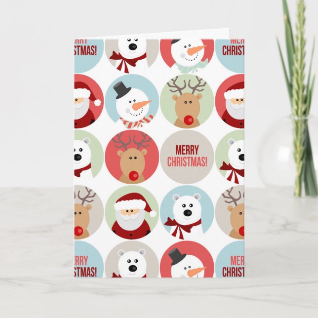 Cute Holiday Characters Christmas Card (Front)