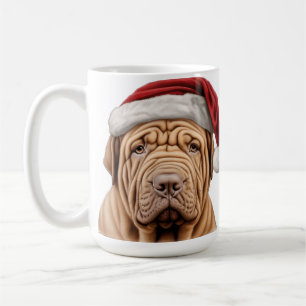 CUTE HOLIDAY CHRISTMAS CHINESE SHAR-PEI DOG COFFEE MUG