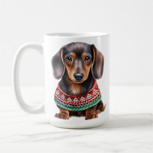 CUTE HOLIDAY CHRISTMAS DACHSHUND PUPPY DOG COFFEE MUG