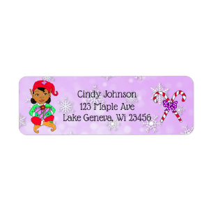 Cute Holiday Christmas Elf and Candy Canes Return Address Label