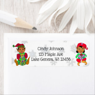 Cute Holiday Christmas Elf and Candy Canes Return Address Label
