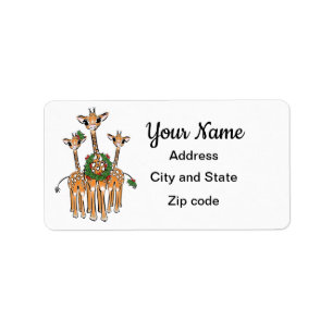 Cute Holiday Christmas Giraffes Label