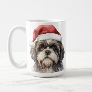 CUTE HOLIDAY CHRISTMAS SHIH TZU DOG COFFEE MUG