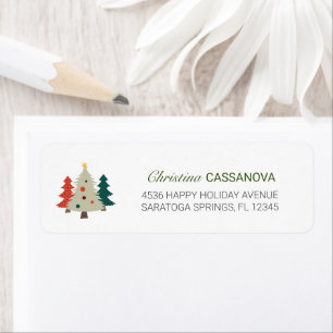 Cute Holiday Christmas Tree Return Address Label