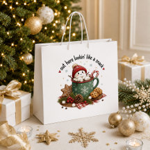 Cute Holiday Classic Red Green Christmas Gift Bag