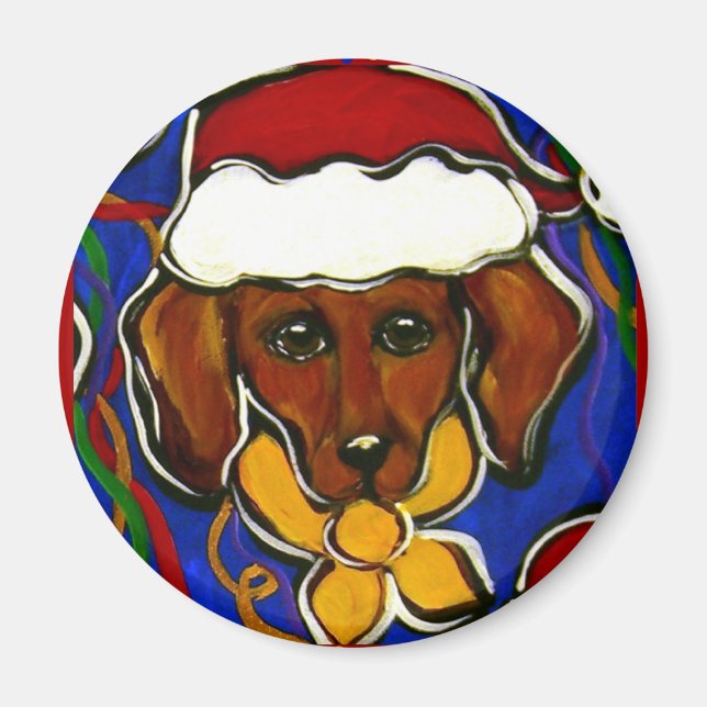 Cute Holiday Dachshund Magnet (Front)