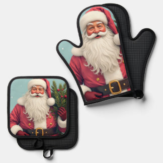 Cute Holiday Design Oven Mitt & Pot Holder Set