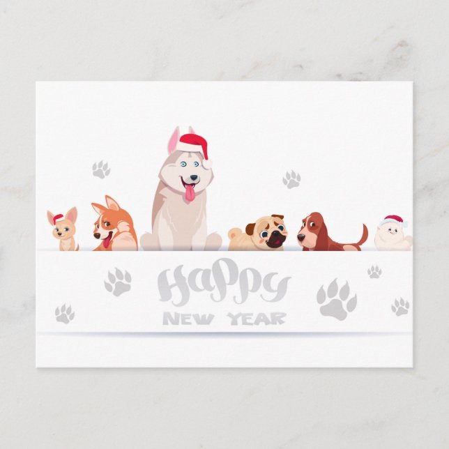 Cute Holiday Dogs Postcard (Front)