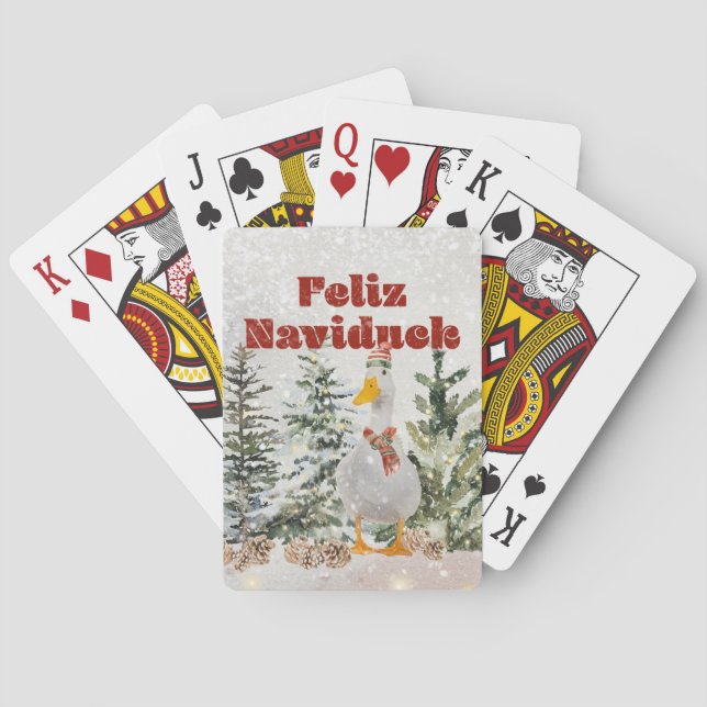 Cute Holiday Duck Playing Cards (Back)
