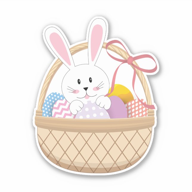 Cute Holiday Easter Basket With Eggs & Bunny  (Front)