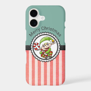 Cute Holiday Elf with Candy Cane Merry Christmas