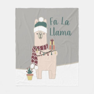 Cute Holiday Fa La llama design Fleece Blanket
