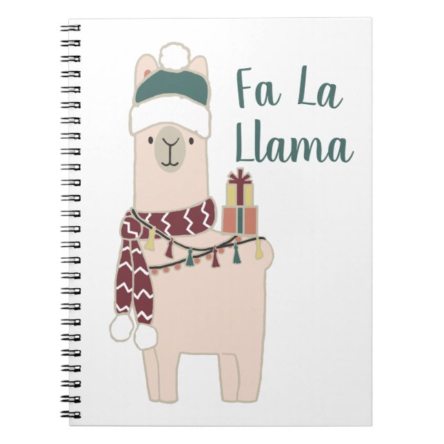 Cute Holiday Fa La llama design Notebook (Front)