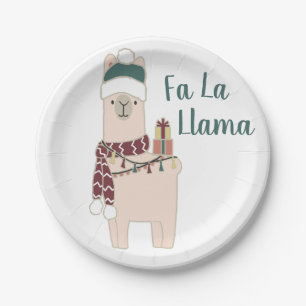 Cute Holiday Fa La Llama design Paper Plate