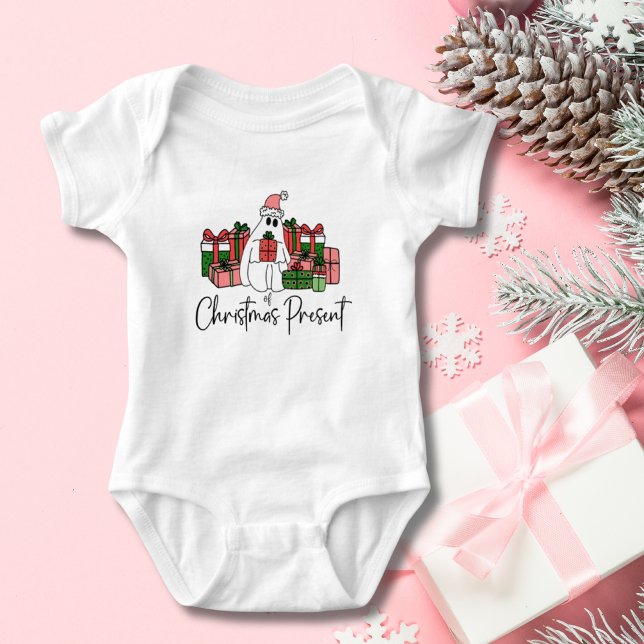 Cute Holiday Funny Christmas Baby Bodysuit (Cute Colorful Funny Newborn Ghost Of Christmas Baby Bodysuit )