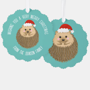 Cute Holiday Hedgehog Tree Decoration Card