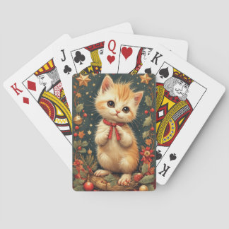 Cute Holiday Kitten  Playing Cards