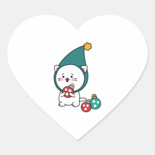 Cute Holiday kitty Classic T-Shirt Heart Sticker
