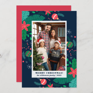 Cute Holiday Leaves   Merry Christmas Custom Photo Invitation