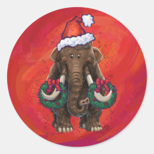 Cute Holiday Mastodon  Classic Round Sticker