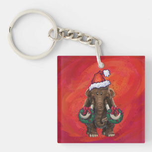Cute Holiday Mastodon  Key Ring
