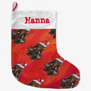 Cute Holiday Mastodon Large Christmas Stocking