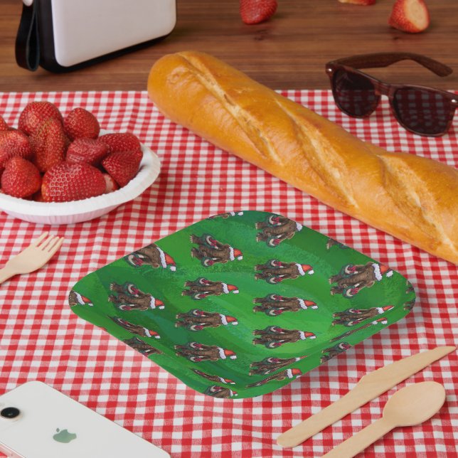 Cute Holiday Mastodon  Paper Plates (Picnic)