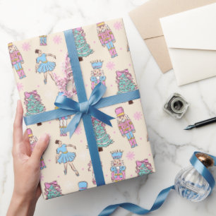 Cute Holiday Nutcracker Ballerina Pattern Wrapping Paper
