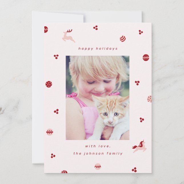 Cute Holiday Ornament Doodles with Unicorn (Front)