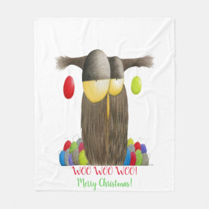 Cute Holiday Owl Fleece Blanket