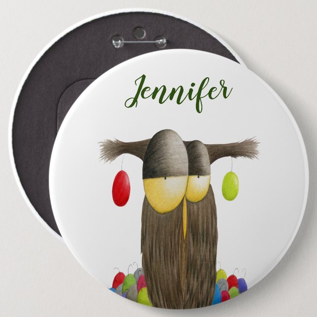 Cute Holiday Owl Illustration 6 Cm Round Badge (Front & Back)
