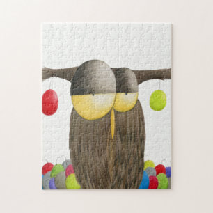 Cute Holiday Owl Illustration Jigsaw Puzzle