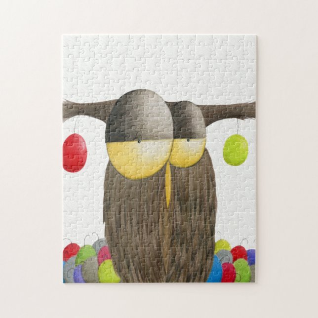 Cute Holiday Owl Illustration Jigsaw Puzzle (Vertical)