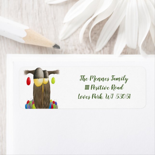 Cute Holiday Owl Return Address Label (Insitu)