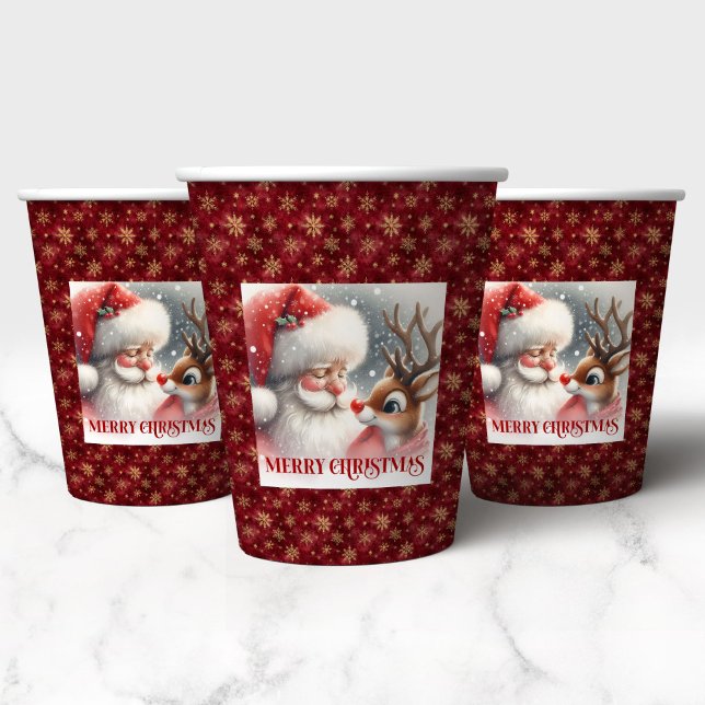 Cute Holiday Paper Cups Kids Santa Reindeer (Cute Holiday Paper Cups Kids Santa Reindeer)
