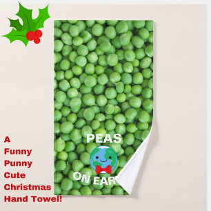 Cute Holiday "Peas on Earth" Guest Hand Towel