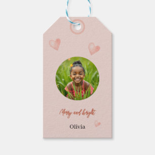Cute Holiday Pink Heart Hand-painted Gift Tags