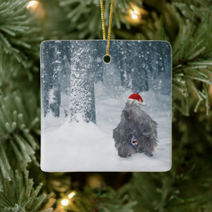 Cute holiday porcupine in the forest ornament