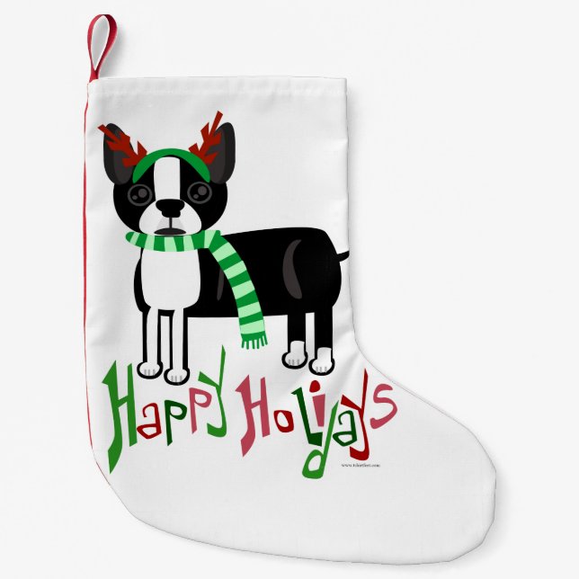 Cute Holiday Pup Small Christmas Stocking (Front)