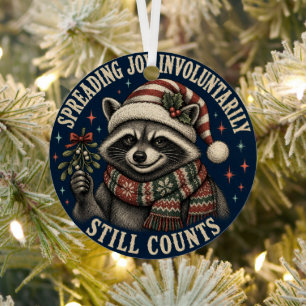 Cute Holiday Racoon Metal Tree Decoration