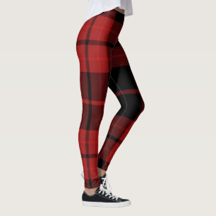 Cute Holiday Red Plaid Tartan Print Leggings