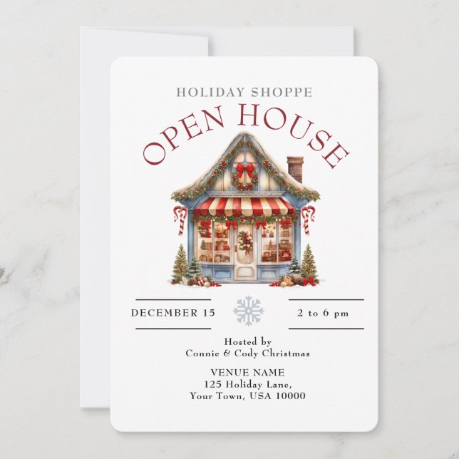 CUTE HOLIDAY SHOPPE  OPEN HOUSE  INVITATION (Front)