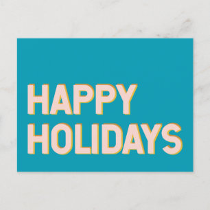 Cute Holiday Simple Typography Pink and Blue Postcard