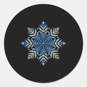 Cute Holiday Snowflake Winter Snow Casual Chic Ski Classic Round Sticker
