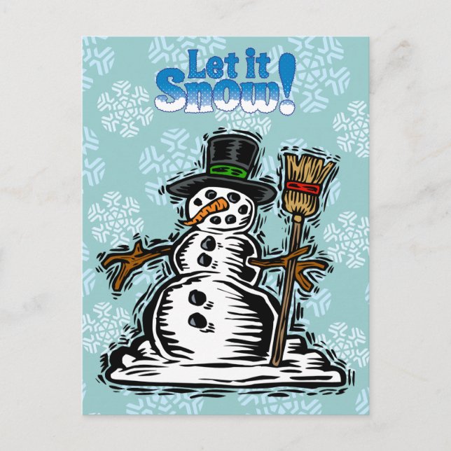 Cute Holiday Snowman Postcard (Front)