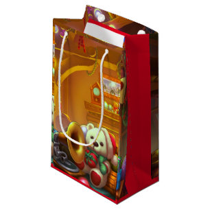 cute holiday teddy bear small gift bag